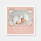 Serviette En Papier Élégant rose florale fille Baptême photo (Devant)