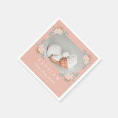 Serviette En Papier Élégant rose florale fille Baptême photo (Coin)