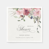 Serviette En Papier Élégant Rose Foncé Floral Shower Nuptial (Devant)
