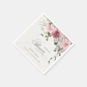 Serviette En Papier Élégant Rose Foncé Floral Shower Nuptial (Coin)