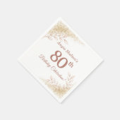 Serviette En Papier Elegant Rose Gold 80th Birthday Celebration  (Coin)