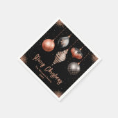 Serviette En Papier Elegant Rose Gold and Black Ornament Christmas (Coin)