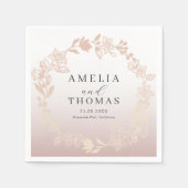 Serviette En Papier Elegant Rose Gold Botancial Wreath Wedding (Devant)