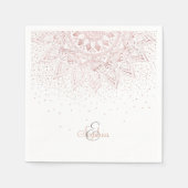 Serviette En Papier Elégant Rose Gold Dots Mandala (Devant)