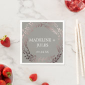 Serviette En Papier Élégant Rose Gold et Mariage gris (En situation)