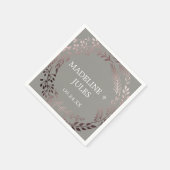 Serviette En Papier Élégant Rose Gold et Mariage gris (Coin)