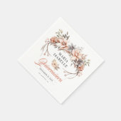 Serviette En Papier Elégant Rose Gold Floral Crown Quinceañera Party (Coin)