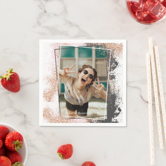 Serviette En Papier Élégant Rose Gold Graduation Party Napkins (En situation)