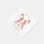 Serviette En Papier Elégant Rose Gold I Do Too French Bulldog Mariage (Coin)