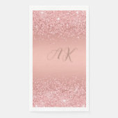 Serviette En Papier Élégant Rose Gold Luxe Shimmer Monogramme (Devant)