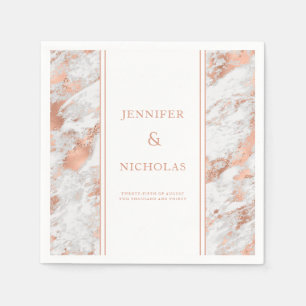 Serviette En Papier Élégant Rose Gold Marble Mariage