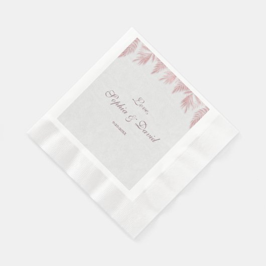 Serviette En Papier Élégant Rose Gold Palm Feuille Mariage (Coin)