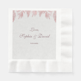 Serviette En Papier Élégant Rose Gold Palm Feuille Mariage