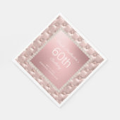 Serviette En Papier Elégant Rose Gold Pink perles touffetées 60e anniv (Coin)