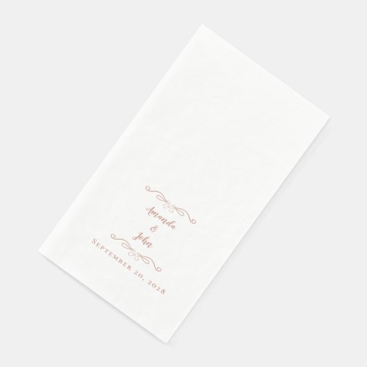 Serviette En Papier Elégant Rose Gold rose Formal Mariage Réception (Coin)
