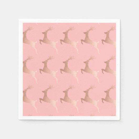 Serviette En Papier Élégant Rose Gold rose Reindeer Motif de Noël (Devant)
