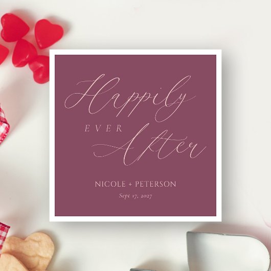 Serviette En Papier Élégant Rose Gold Script Mauve Mariage serviettes