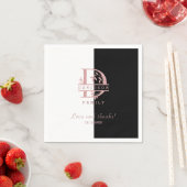 Serviette En Papier Élégant Rose Gold Split Monogramme personnalisé A (En situation)