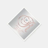 Serviette En Papier Elégant Rose gris argent personnalisé Mariage or (Coin)