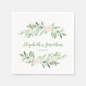 Serviette En Papier Elégant Rose ivoire aquarelle Mariage (Devant)