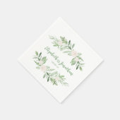 Serviette En Papier Elégant Rose ivoire aquarelle Mariage (Coin)