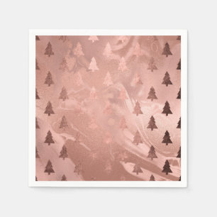 Serviette En Papier Élégant rose moderne or motif de Noël arbre de Noë