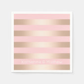 Serviette En Papier Élégant rose moderne poule doré rose rayé (Devant)