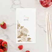 Serviette En Papier Élégant Rose Monogramme Blanc (En situation)