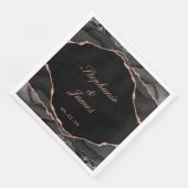 Serviette En Papier Élégant Rose noir Gold Foil Mariage Agate (Coin)