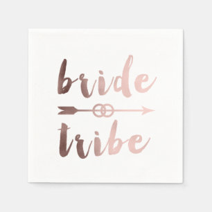 Serviette En Papier élégant rose or mariée tribu flèche mariage anneau