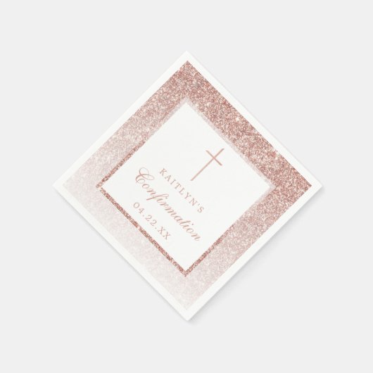Serviette En Papier Élégant Rose Parties scintillant Or Confirmation O (Coin)