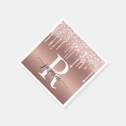 Serviette En Papier Élégant Rose Parties scintillant or  Drives métal  (Coin)