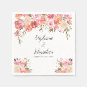 Serviette En Papier Élégant rose Peach Floral Mariage (Devant)
