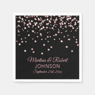 Serviette En Papier Élégant Rose personnalisé Gold Confetti et Mariage