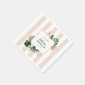 Serviette En Papier Elégant rose rayures tropicale girly nuptiale douc (Coin)
