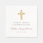 Serviette En Papier Élégant rose Religieux Première Communion Sainte (Devant)