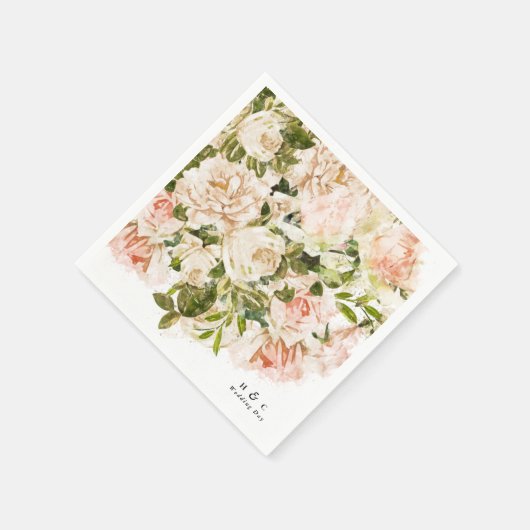 Serviette En Papier Élégant Rose Romance Mariage Table Napkins (Coin)
