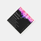 Serviette En Papier Élégant Rose romantique brillant Neon Mariage flor (Coin)