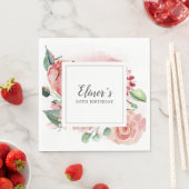 Serviette En Papier Élégant rose rose florale 60e anniversaire (En situation)