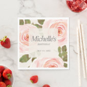 Serviette En Papier Elégant rose rose printemps fleuri anniversaire (En situation)