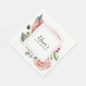 Serviette En Papier Élégant rose rose rose florale 100e anniversaire (Coin)