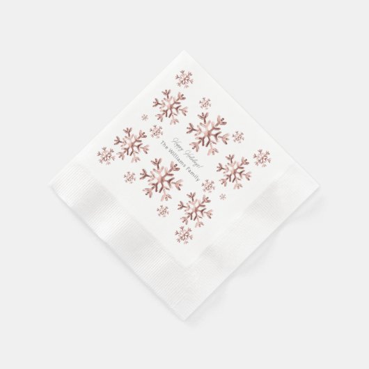 Serviette En Papier Élégant rose rose rose or Look Snowflakes Noël (Coin)