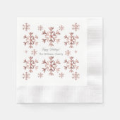 Serviette En Papier Élégant rose rose rose or Look Snowflakes Noël (Devant)