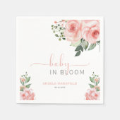 Serviette En Papier Élégant rose rose rose pâle bébé en fleurs Douche (Devant)