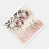 Serviette En Papier Elégant rose rose rose Ranunculus & Rose Mariage o (Coin)