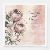 Serviette En Papier Elégant rose rose rose Ranunculus & Rose Mariage o (Devant)