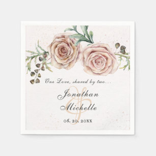 Serviette En Papier Élégant rose Roses Mariage inspirant