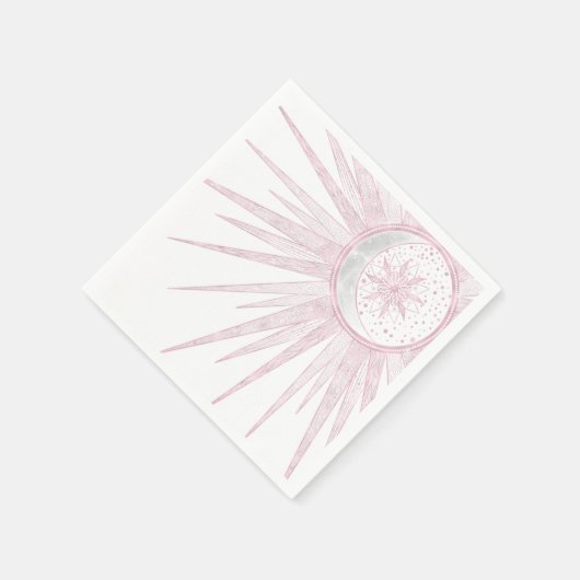 Serviette En Papier Elégant rose Sun Moon Doodle Mandala White Design (Coin)