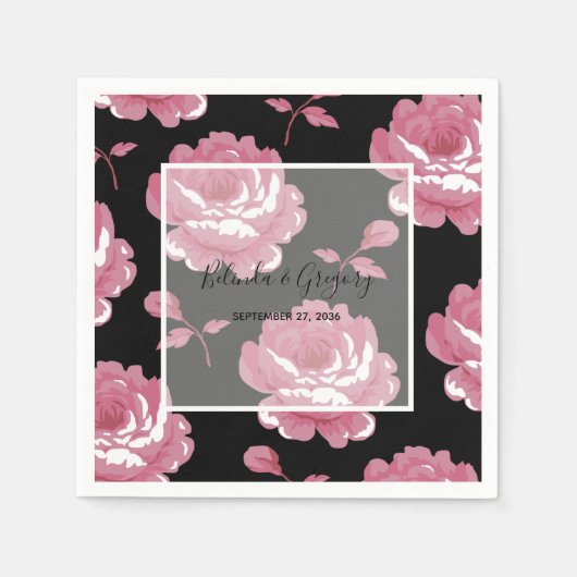 Serviette En Papier Élégant Rose Vintage rose (Devant)
