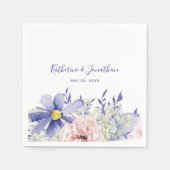 Serviette En Papier Elégant rose violet Aquarelle Mariage Floral (Devant)